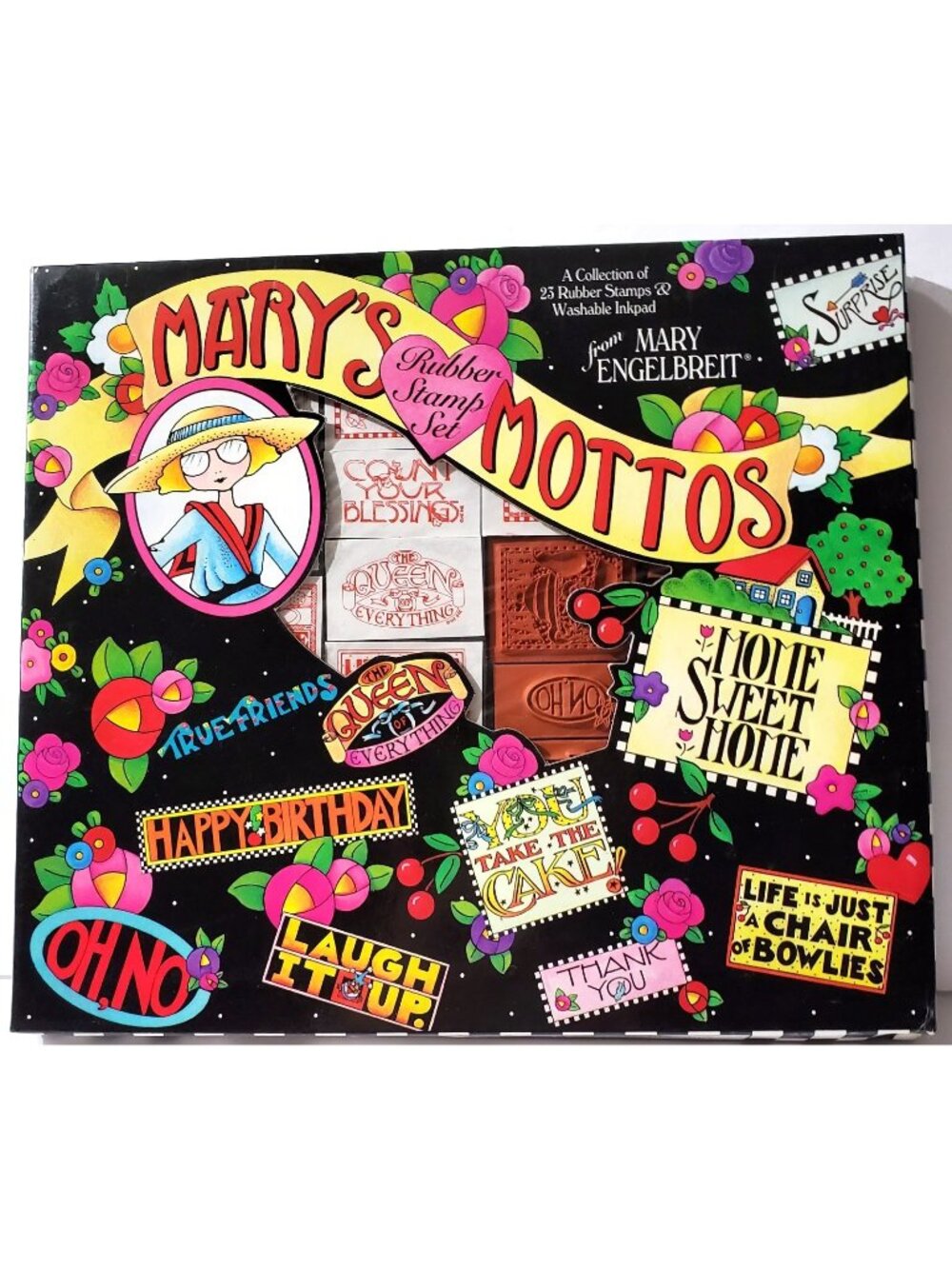 Mary Engelbreit MARY'S MOTTOS craft RUBBER STAMP SET #4100 23 cute quote sayings